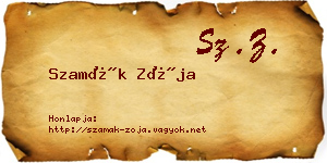 Szamák Zója névjegykártya